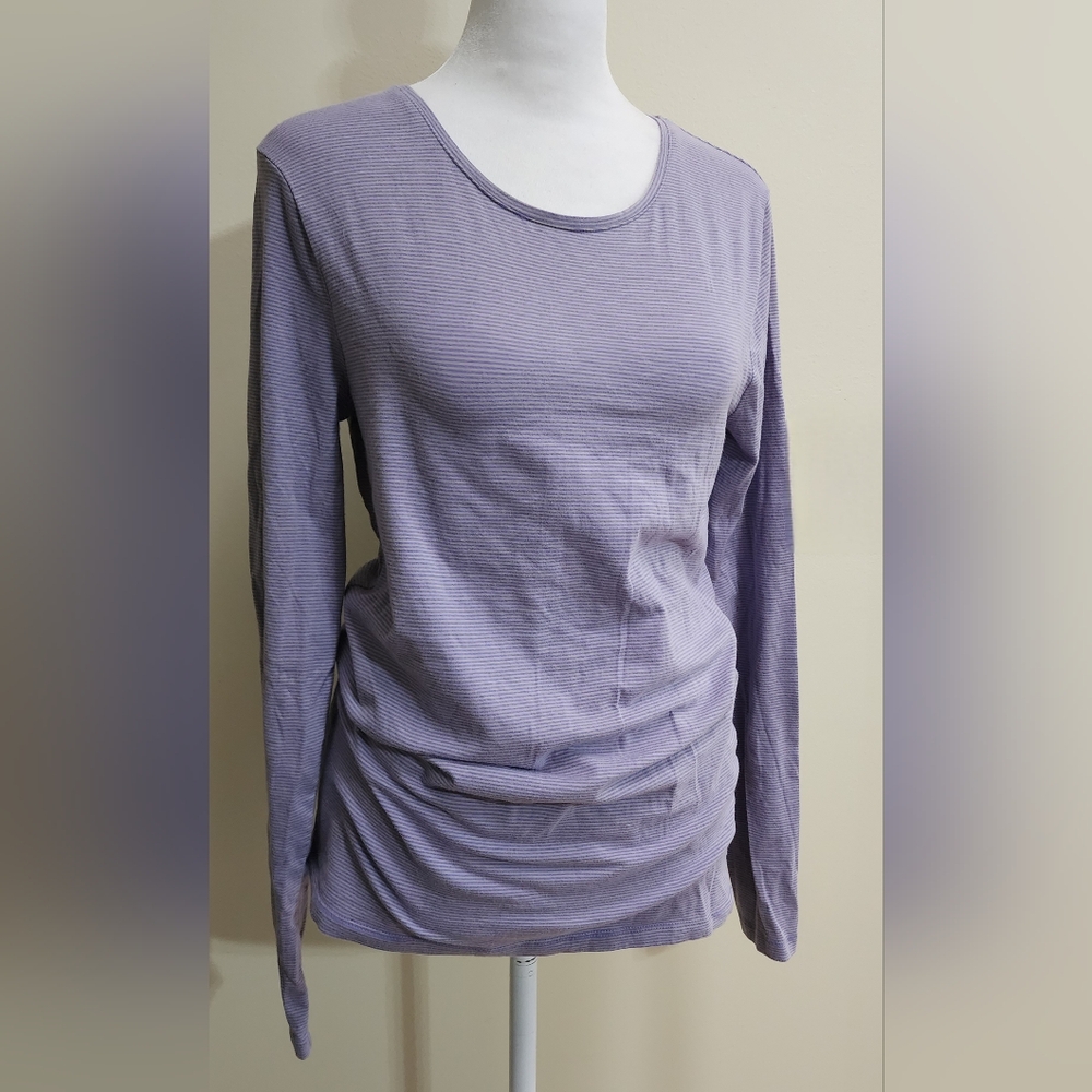 Women's Size L Purple and Gray Striped Lightweight Tissue Tee